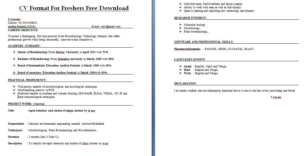 New Resume Format Download 