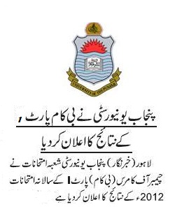 Punjab University(PU) B.Com Part 1 Result 2012