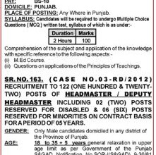 Headmaster/Headmistress Jobs through PPSC