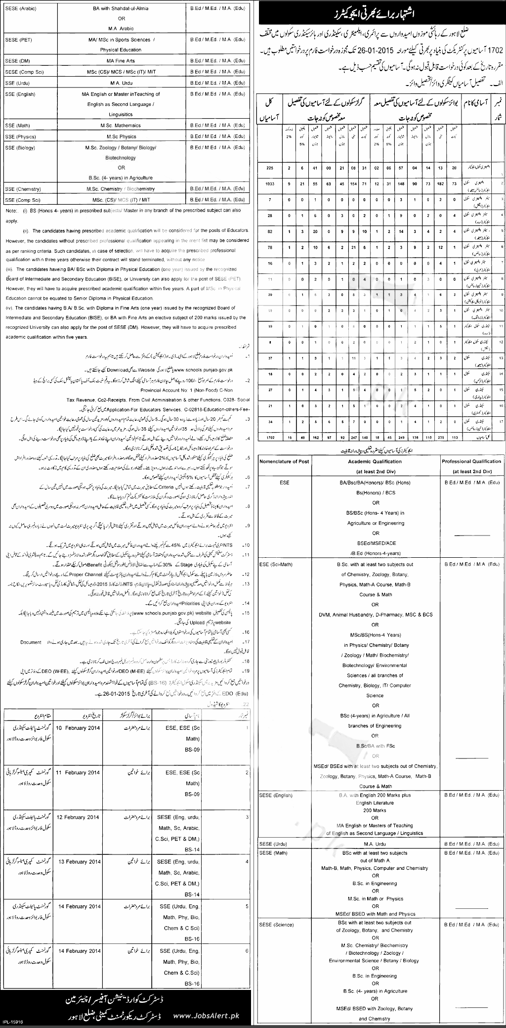 Education Department Jobs in Lahore 2015 Application Form Last Date ... Education Department Jobs in Lahore 2015 Application Form Last Date ...