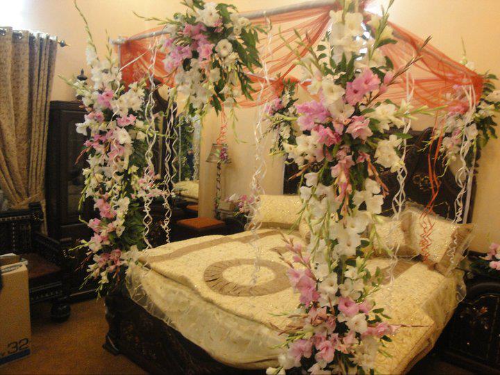 Marriage wedding room decoration with flowers 