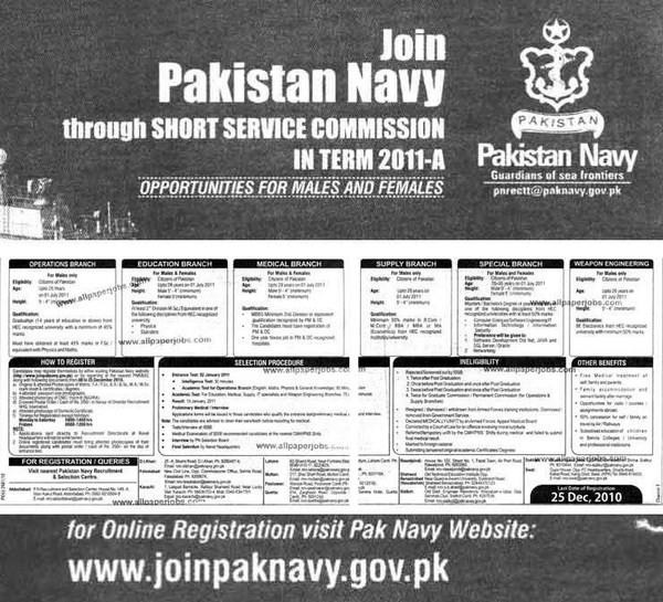 Pakistan Navy Jobs As Short Service Commissioned Officer 2024 001