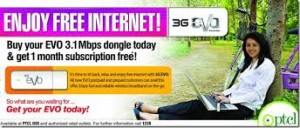 On New Evo purchasing PTCL Offers One Month Free internet