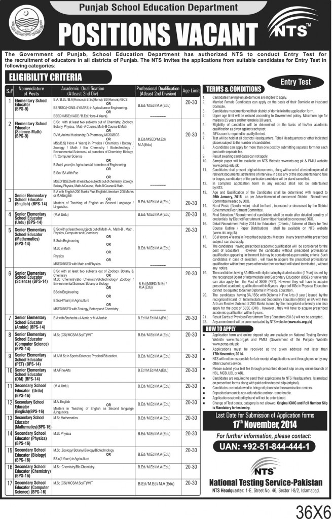 senior elementry scholl teachers jobs advertisement