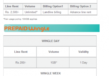 PTCL evo Wingle Prepaid and Postpaid Packages Details