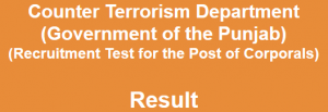 Counter Terrorism Department Corporals Entry Test Result 