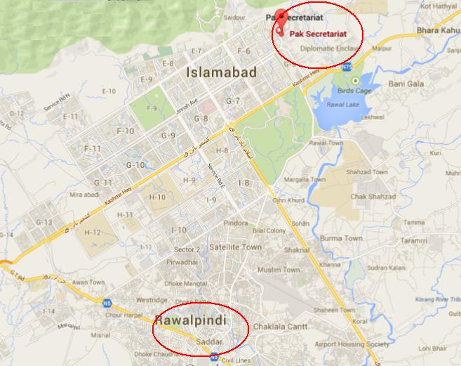 metro Rawalpindi to Islamabad map