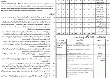 Educators Jobs in Pakpattan 2014-15 Application Form Last Date Interview Schedule