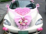 wedding car decoration pink