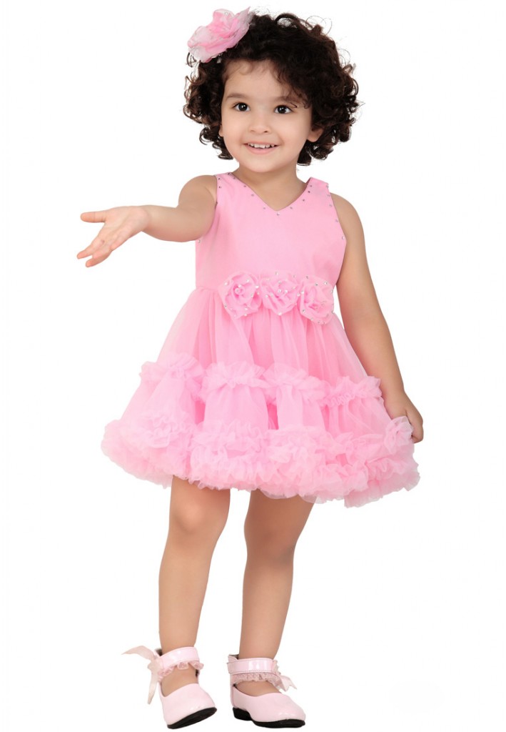 kids pink frocks style