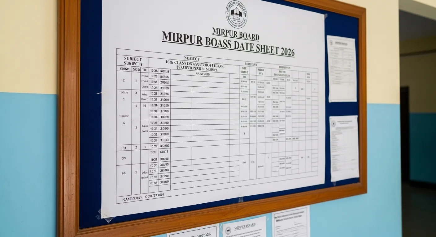 AJK Bise Mirpur Board 9th 10th Class Matric Date Sheet 2026 Roll Number Slip