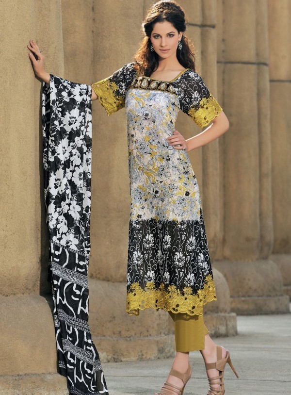 Ajrak Lawn Front Open Gawn - Libas Collection