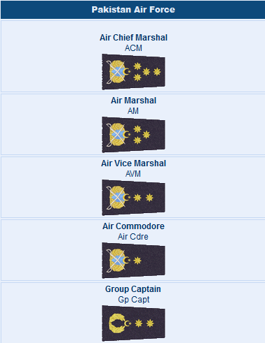 Pakistan Air Force PAF Ranks And Salary GDP Pilot Flying Officer Grades 