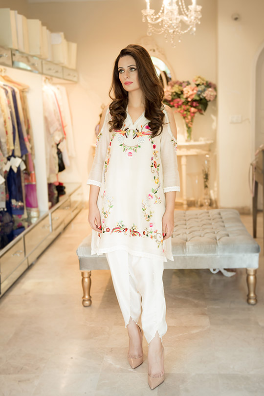 Laces Cut Design Trouser  Cotton  White  BGT34  Silk Avenue Pakistan