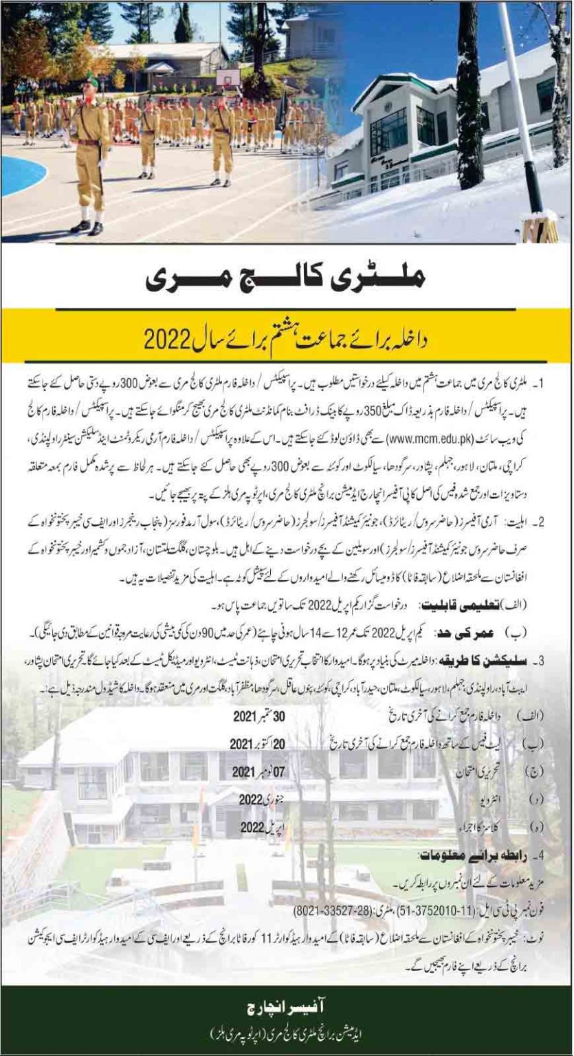 military-college-murree-fee-structure-2022