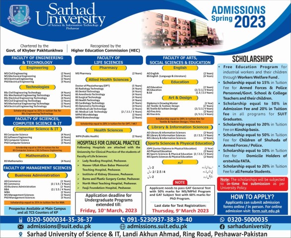 Sarhad University Peshawar Fee Structure 2024